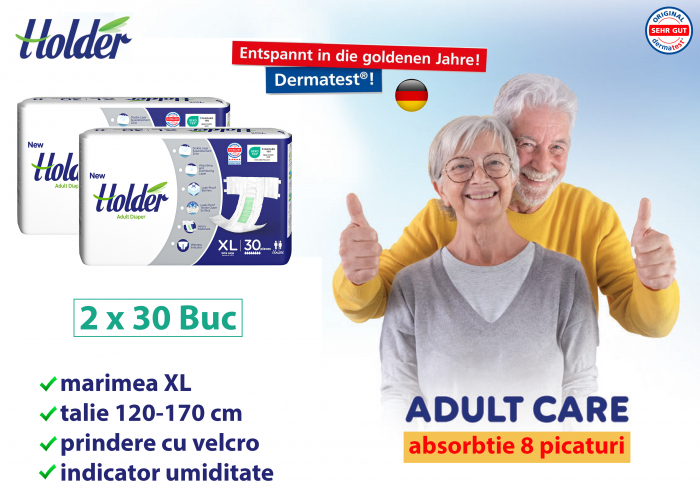 Scutece adulti Holder, marimea XL, talie 120-170 cm, 60 buc [4]