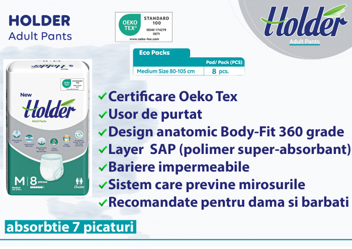Scutece chilot Holder, adulti marimea M, talie 80-105 cm, 8 buc [4]