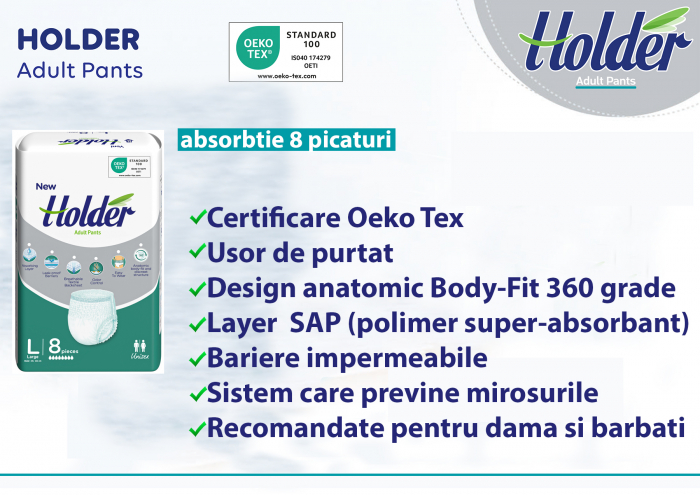 Scutece chilot Holder, adulti marimea L, talie 95-125 cm, 8 buc [4]