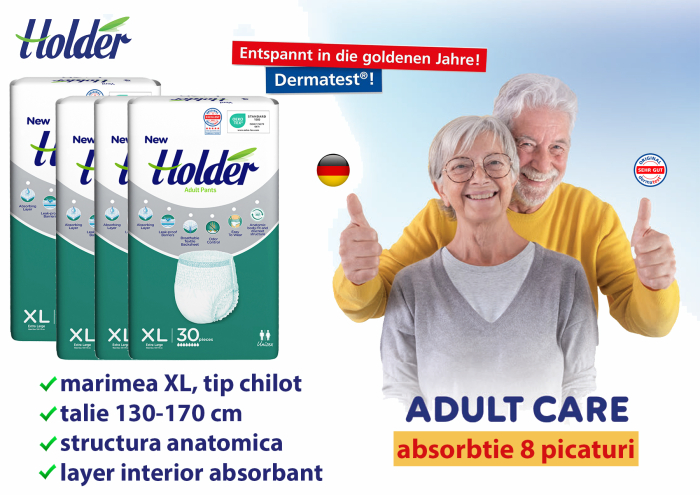 Scutece chilot Holder, adulti marimea XL, talie 130-170 cm, 120 buc, 8 picaturi [2]