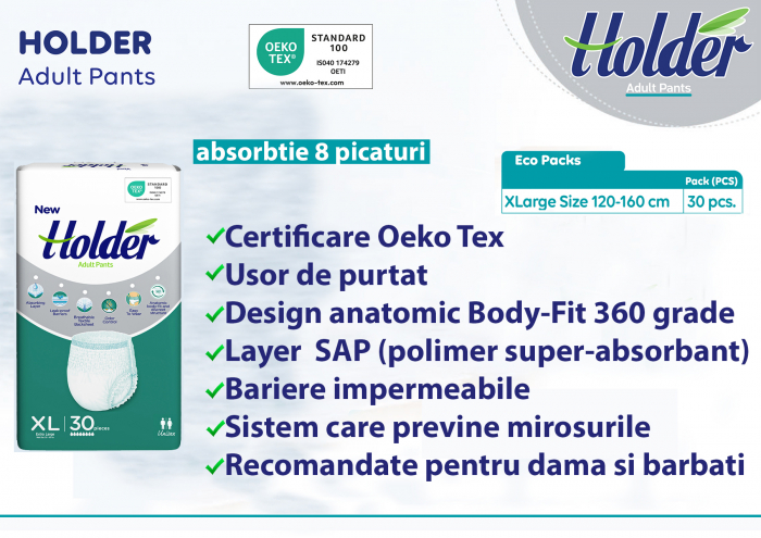 Scutece chilot Holder, adulti marimea XL, talie 120-160 cm, 30 buc [4]