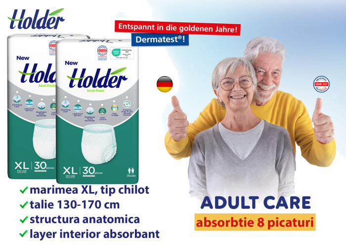 Scutece chilot Holder, adulti marimea XL, talie 130-170 cm, 60 buc, 8 picaturi [2]