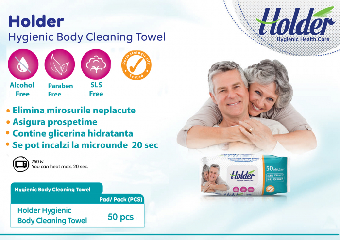 Servetele umede adulti Holder, 50 buc, cu glicerina hidratanta, inchidere cu capac [3]