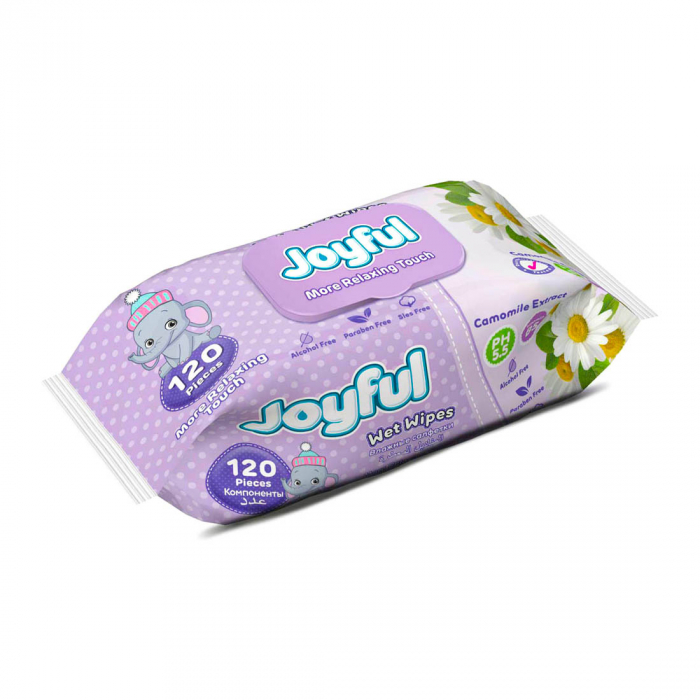Servetele umede Joyful, 120 buc, cu vitamina B5, fara alcool [1]