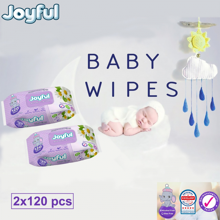 Servetele umede Joyful, 2x120 buc, cu vitamina B5, fara alcool [2]