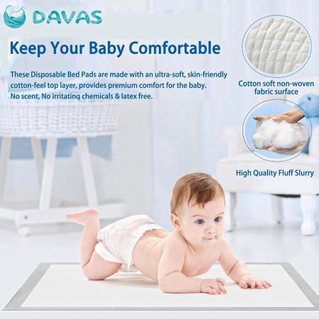 Aleze Davas, 40x60 cm, 20 buc, absorbante, unica folosinta, 5 straturi, cu polymer SAP, benzi adezive [5]