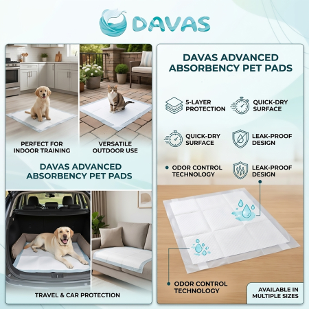 Covoras absorbant Davas, 90x60 cm, 30 buc, pentru caini, pisici, animale companie [4]