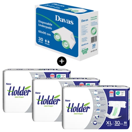 PACHETE PROMO - Pachet Promo Scutece Holder XL 90 buc+Aleze 30 buc