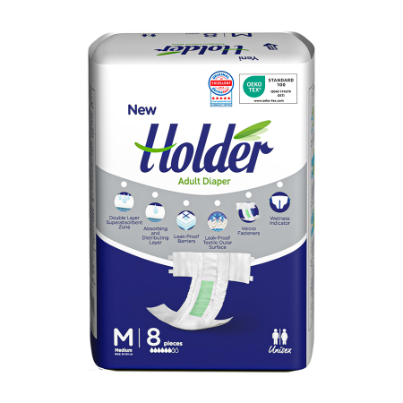 SCUTECE ADULTI - Scutece adulti Holder, marimea M, talie 80-120 cm, 8 buc