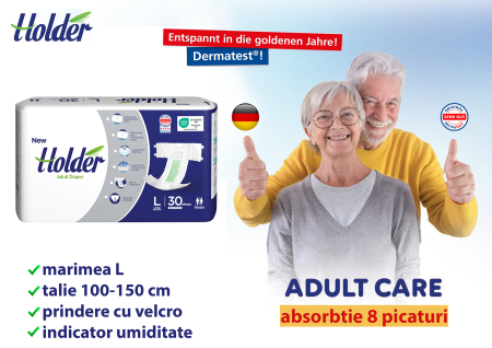 Scutece adulti Holder, marimea L, talie 100-150 cm, 30 buc, 8 picaturi [1]