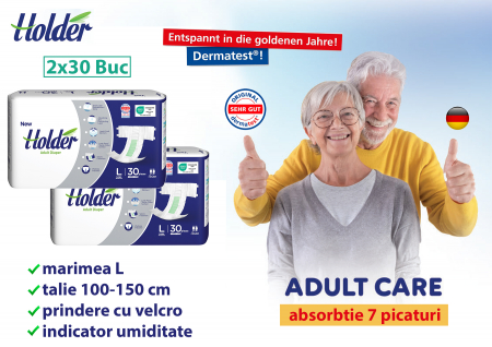 Scutece adulti Holder, marimea L, talie 100-150 cm, 60 buc [1]