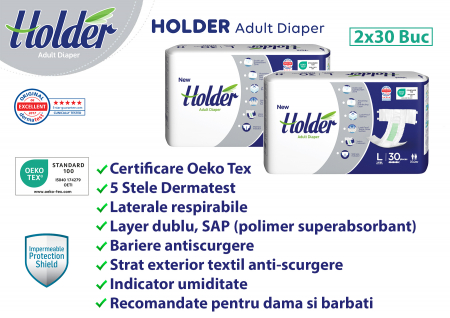 Scutece adulti Holder, marimea L, talie 100-150 cm, 60 buc [3]