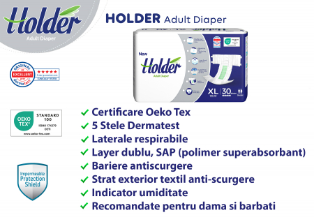 Scutece adulti Holder, marimea XL, talie 120-170 cm, 30 buc [3]