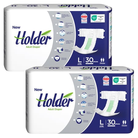 SCUTECE NORMALE - Scutece adulti Holder, marimea L, talie 100-150 cm, 60 buc, 8 picaturi