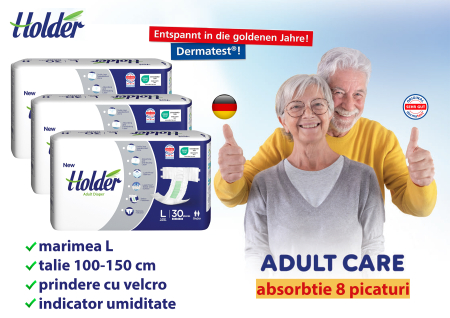 Scutece adulti Holder, marimea L, talie 100-150 cm, 90 buc, 8 picaturi [2]