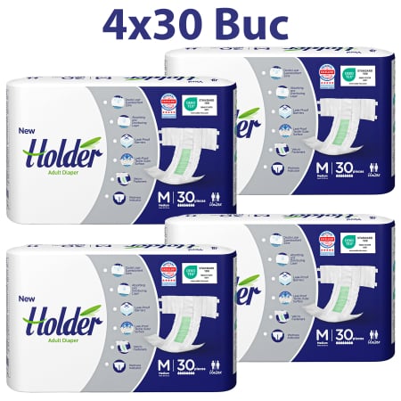 SCUTECE NORMALE - Scutece adulti Holder, marimea M, talie 80-120 cm, 120 buc, 8 picaturi