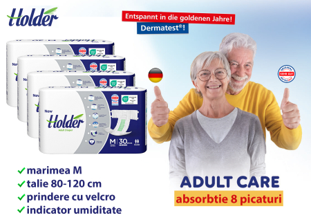 Scutece adulti Holder, marimea M, talie 80-120 cm, 120 buc, 8 picaturi [1]