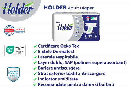 Scutece adulti Holder, marimea L, talie 100-150 cm, 30 buc [3]