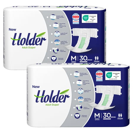 SCUTECE NORMALE - Scutece adulti Holder, marimea M, talie 80-120 cm, 60 buc, 8 picaturi