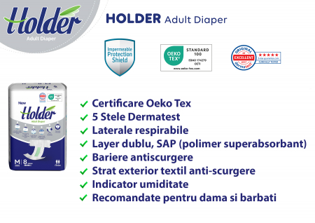 Scutece adulti Holder, marimea M, talie 80-120 cm, 8 buc [2]