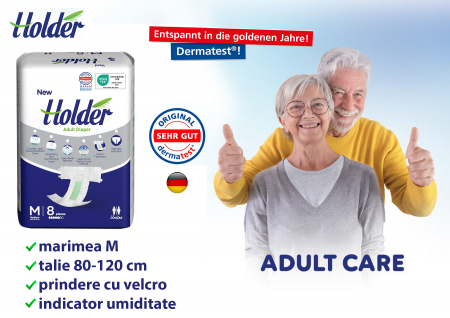 Scutece adulti Holder, marimea M, talie 80-120 cm, 8 buc [1]