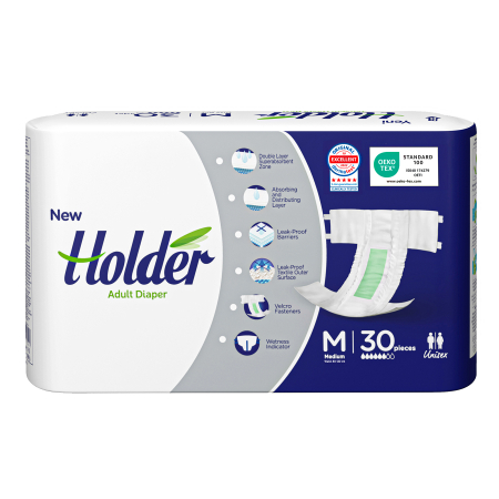 SCUTECE ADULTI - Scutece adulti Holder, marimea M, talie 80-120 cm, 30 buc