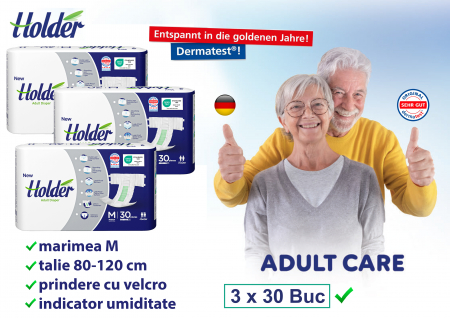 Scutece adulti Holder, marimea M, talie 80-120 cm, 90 buc [1]