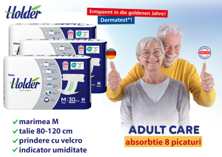 Scutece adulti Holder, marimea M, talie 80-120 cm, 90 buc, 8 picaturi [1]