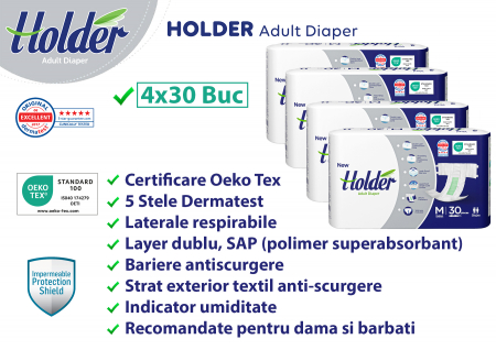 Scutece adulti Holder, marimea M, talie 80-120 cm, 120 buc [2]