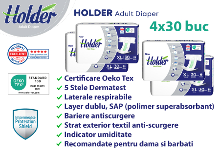 Scutece adulti Holder, marimea XL, talie 120-170 cm, 120 buc [3]
