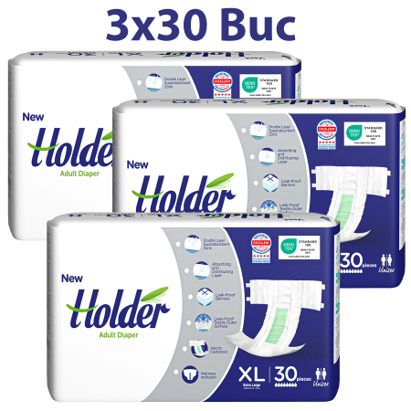 SCUTECE NORMALE - Scutece adulti Holder, marimea XL, talie 120-170 cm, 90 buc