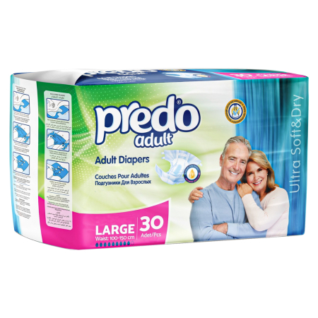 SCUTECE ADULTI - Scutece adulti Predo, marimea L, talie 100-150 cm, 30 buc