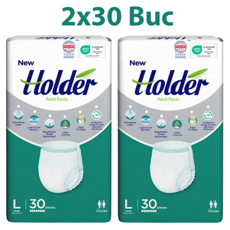 SCUTECE ADULTI - Scutece chilot Holder, adulti marimea L, talie 100-150 cm, 60 buc, 8 picaturi