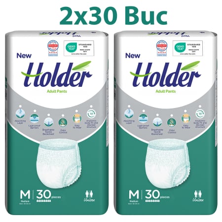 SCUTECE ADULTI - Scutece chilot Holder, adulti marimea M, talie 80-120 cm, 60 buc, 8 picaturi