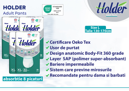 Scutece chilot Holder, adulti marimea XL, talie 130-170 cm, 120 buc, 8 picaturi [2]