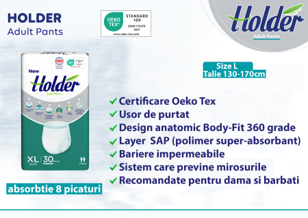 Scutece chilot Holder, adulti marimea XL, talie 130-170 cm, 30 buc, 8 picaturi [2]