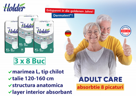 Scutece chilot Holder, adulti marimea XL, talie 120-160 cm, 24 buc [1]