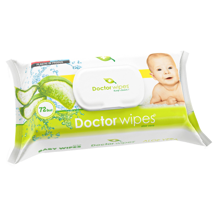 SERVETELE UMEDE - Servetele umede copii Doctor Wipes, 72 buc, Aloe Vera, inchidere cu capac