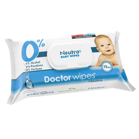 SERVETELE UMEDE - Servetele umede Dr. Wipes, 72 buc, fara parfum, cu capac