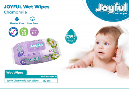 Servetele umede Joyful, 120 buc, cu vitamina B5, fara alcool [2]