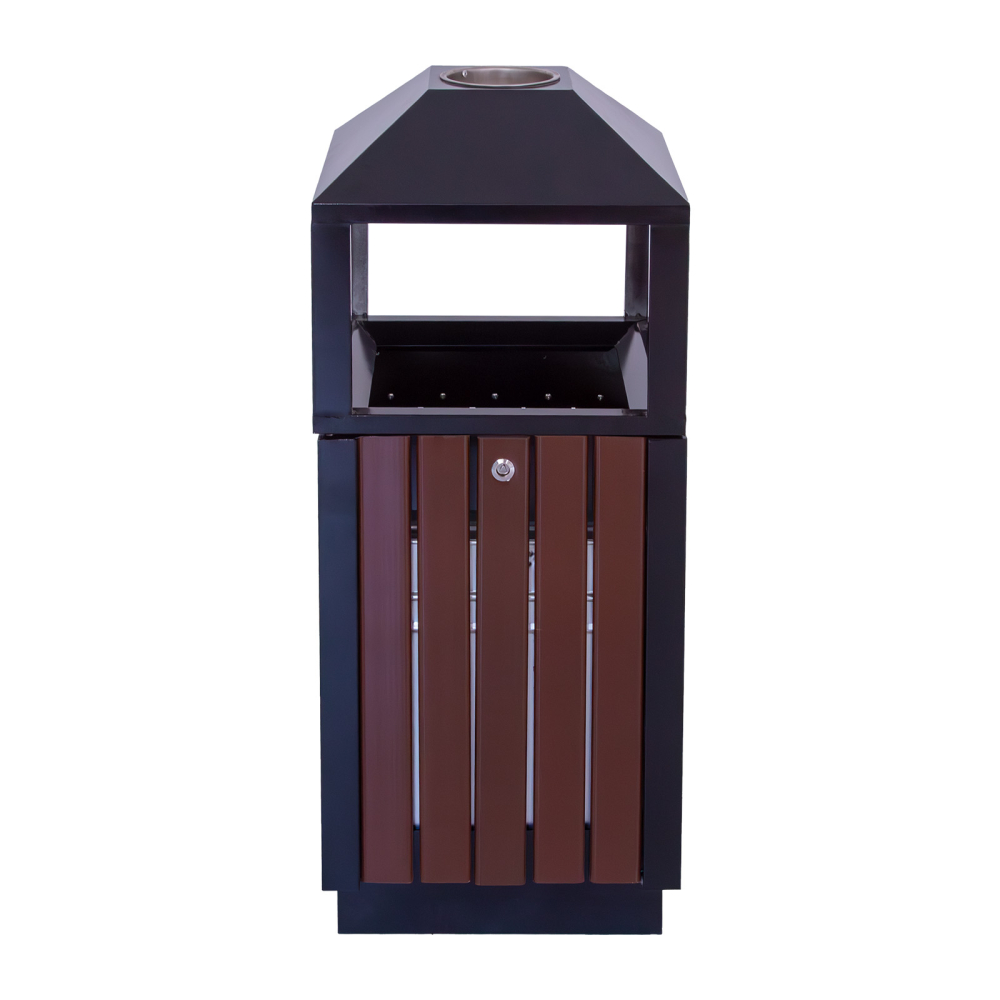 Coș gunoi exterior MAGNOLIA | Metal și WPC, cu recipient interior [3]