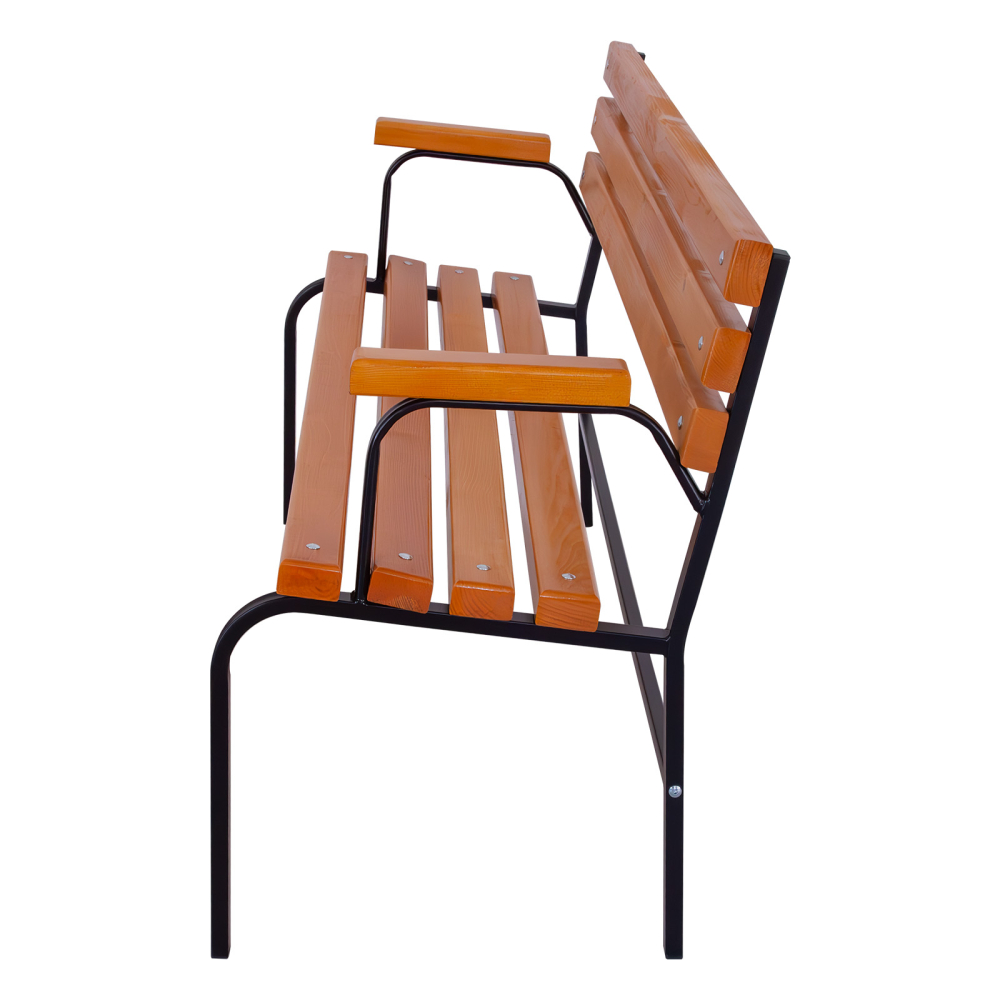 Bancă exterior 162 cm cu spătar și cotiere LAVANDĂ | Metal și lemn [2]