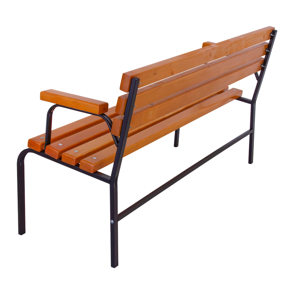 Bancă exterior 162 cm cu spătar și cotiere LAVANDĂ | Metal și lemn [3]