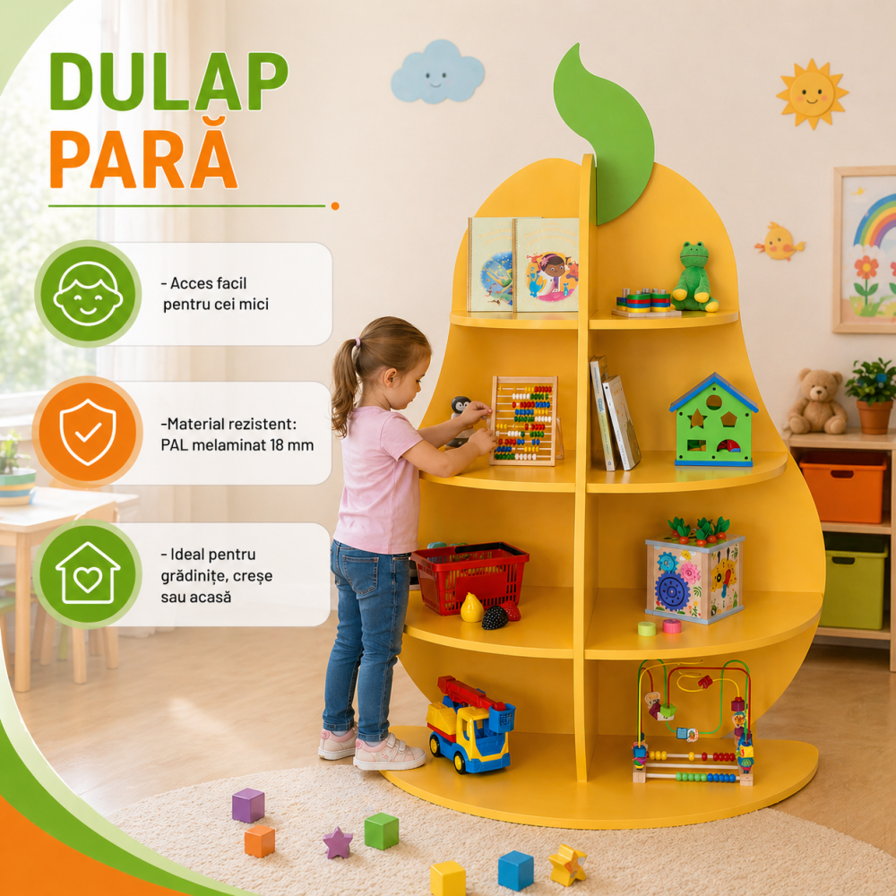 Dulap copii tip para din PAL 18 mm cu rafturi deschise pentru gradinita si camera copii [2]