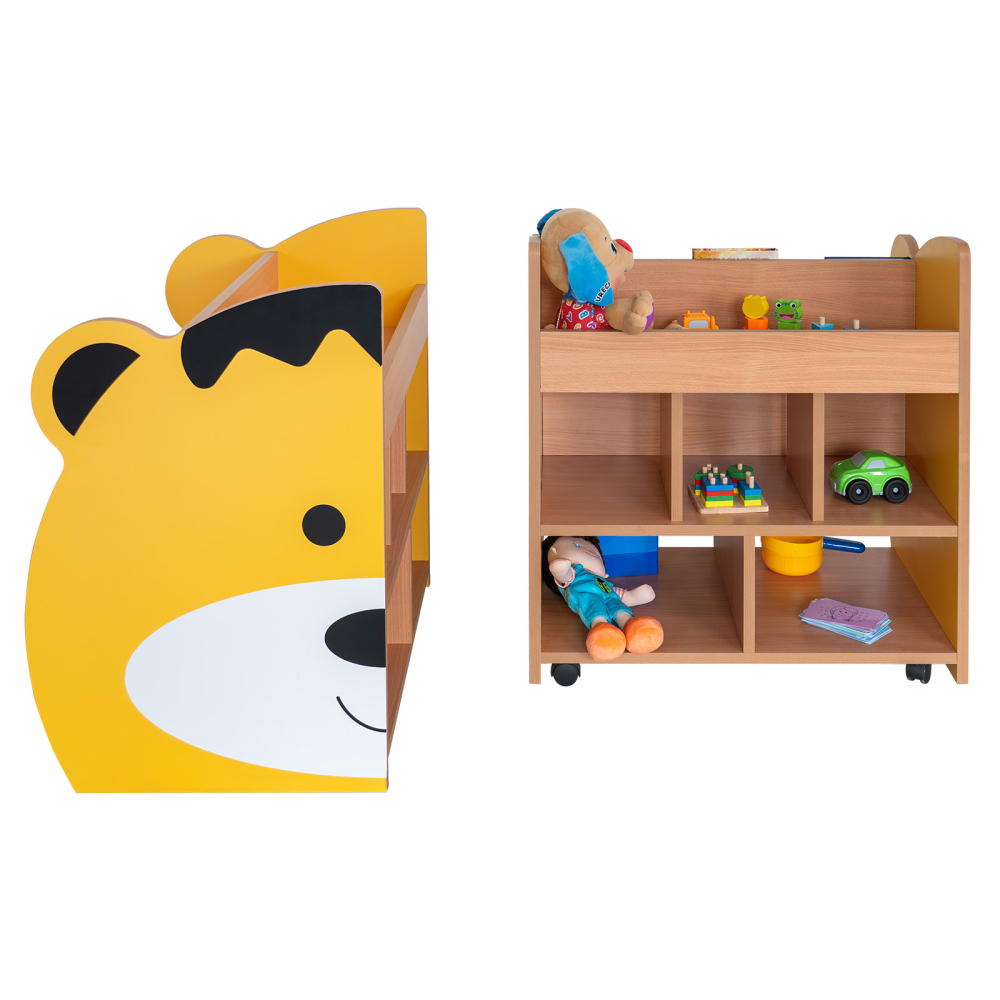Ansamblu Montessori copii tip ursulet din PAL 18 mm cu roti si rafturi pentru gradinita si camera copii [5]