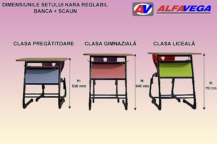Set individual KARA reglabil color (bancă + scaun) - L [13]
