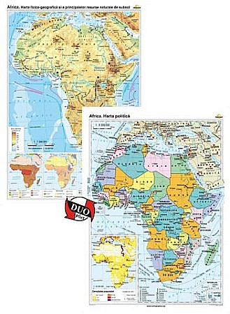 MATERIAL DIDACTIC - Africa. Harta fizico-geografica / Africa: Harta politica  - DUO PLUS
