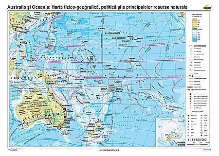 MATERIAL DIDACTIC - Australia si Oceania: Harta fizico-geografica, politica si a principalelor resurse naturale
