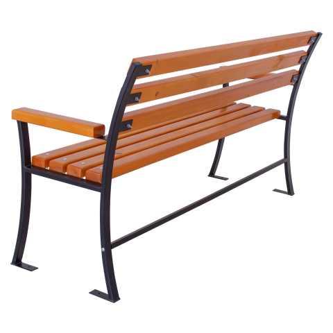 Bancă exterior 160 cm cu spătar și cotiere GAROFIȚA | Lemn fag + metal [2]