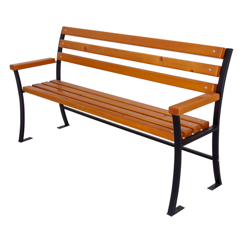 MOBILIER URBAN - Bancă exterior 160 cm cu spătar și cotiere GAROFIȚA | Lemn fag + metal